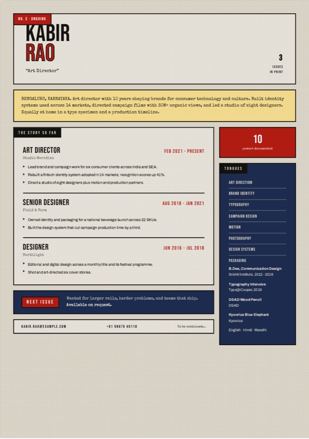 Dark Horse resume template preview